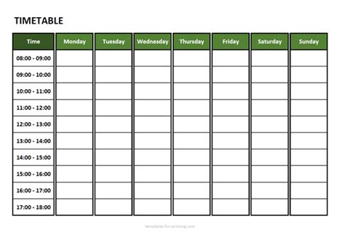 Sunday’s Time Schedule